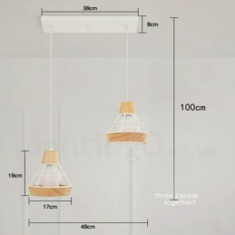 Esszimmer-Pendelleuchte aus Metall und Holz