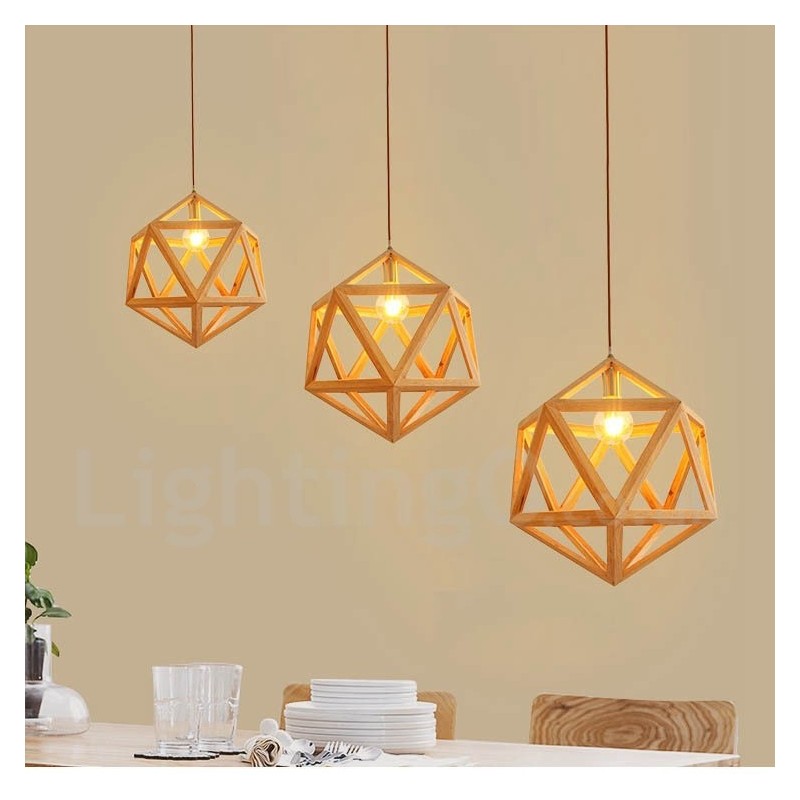 1 Licht Moderne zeitgenössische Holz Pendelleuchte