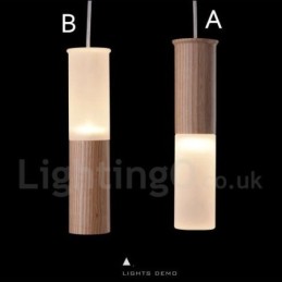 Moderne zeitgenössische Pendelleuchte aus Holz mit einer Leuchte