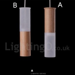 Moderne zeitgenössische Pendelleuchte aus Holz mit einer Leuchte