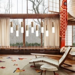 Moderne zeitgenössische 9-flammige Pendelleuchte aus Holz