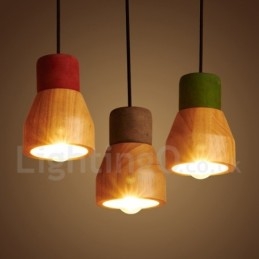 Vintage Holz Beton Pendelleuchte