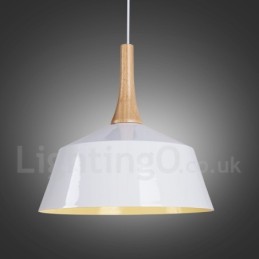 Moderne zeitgenössische Pendelleuchte aus Holz und Metall