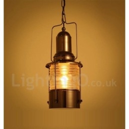 Retro Vintage 1 Licht Laterne Kupfer Pendelleuchte