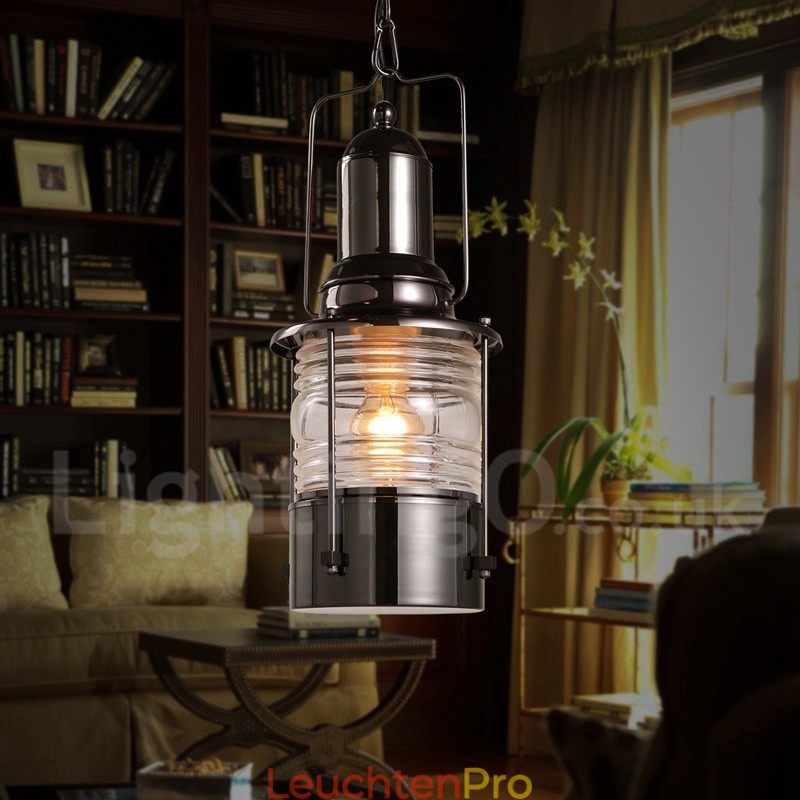 Retro Vintage 1 Licht Laterne Kupfer Pendelleuchte