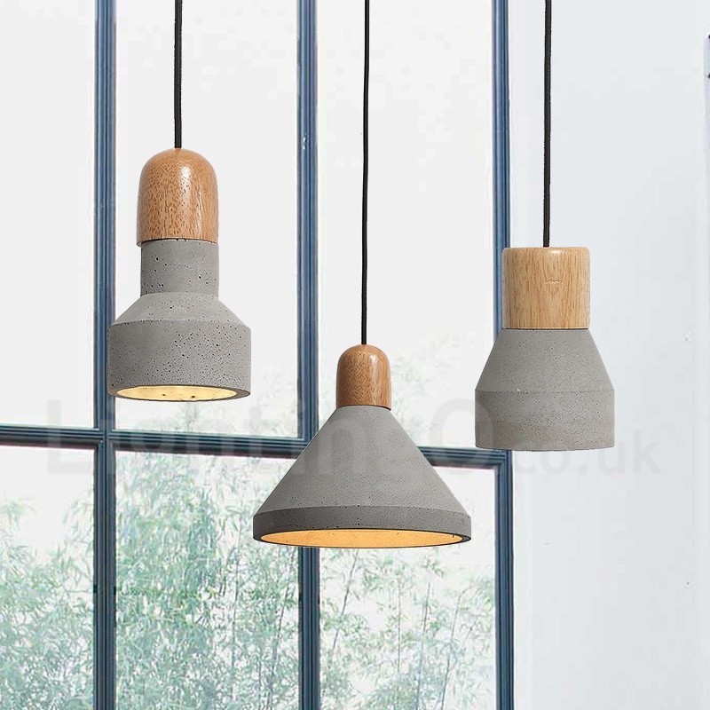 Einzellicht Moderne zeitgenössische Holz-Beton-Pendelleuchte