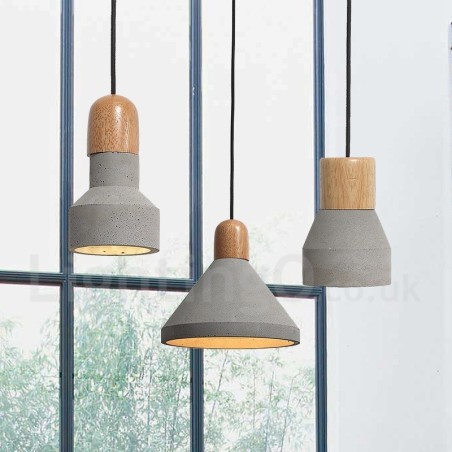 Einzellicht Moderne zeitgenössische Holz-Beton-Pendelleuchte Einzellicht Moderne zeitgenössische Holz-Beton-Pendelleuchte