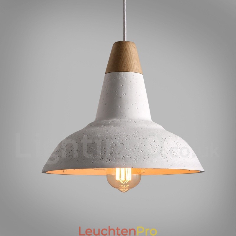 Moderne zeitgenössische 1 Licht Holz Concrte Pendelleuchte