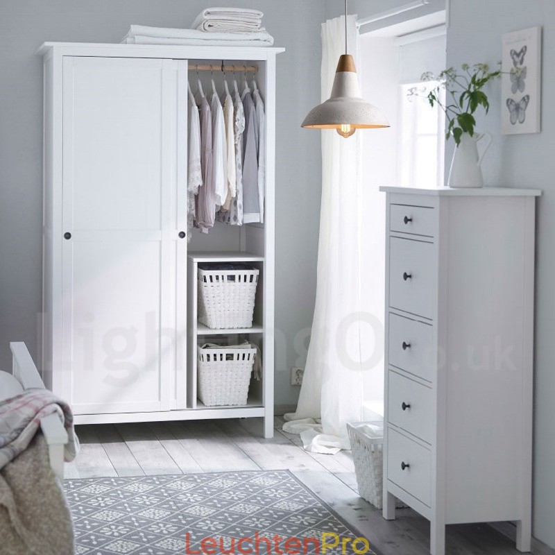 Moderne zeitgenössische 1 Licht Holz Concrte Pendelleuchte