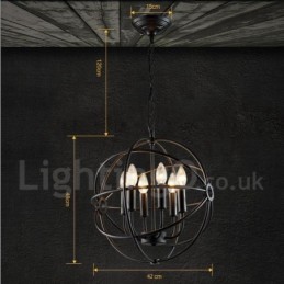 6-flammige Pendelleuchte im Vintage-Stil aus Metall