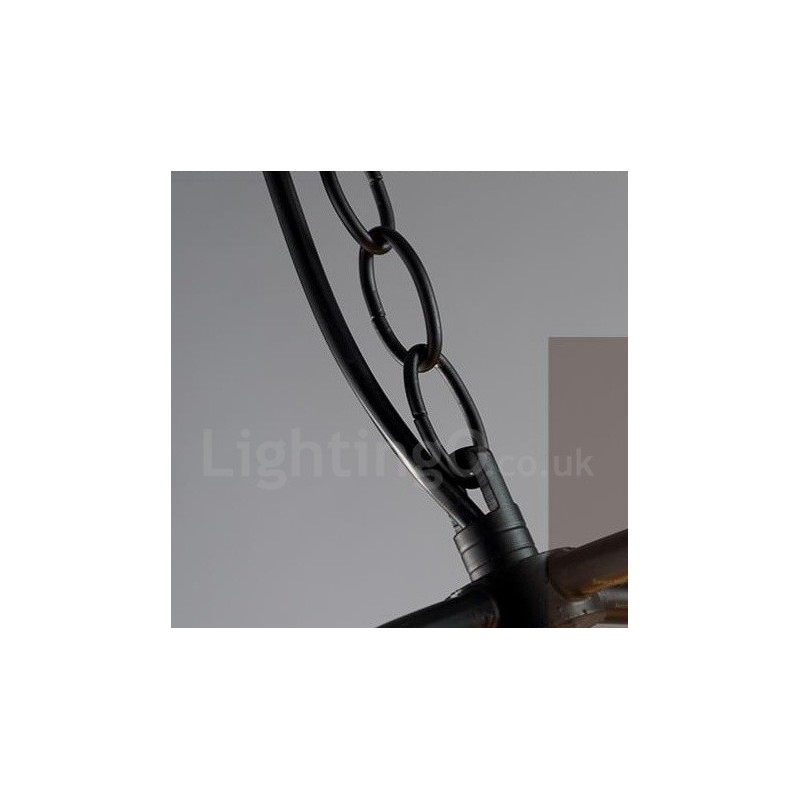 6-flammige Pendelleuchte im Vintage-Stil aus Metall