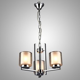Galvanisierter Kronleuchter aus Eisen mit Glasschirm, klassische Kerzenbeleuchtungslampe, 3 Köpfe
