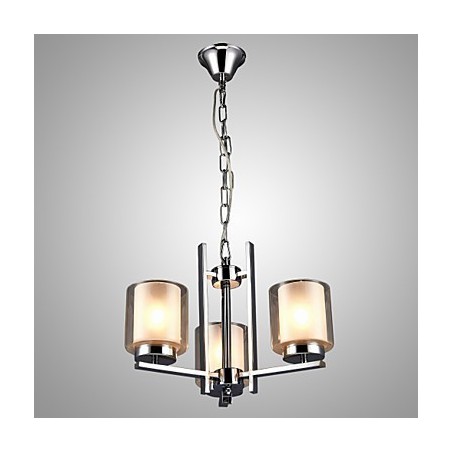 Galvanisierter Kronleuchter aus Eisen mit Glasschirm, klassische Kerzenbeleuchtungslampe, 3 Köpfe Galvanisierter Kronleuchter aus Eisen mit Glasschirm, klassische Kerzenbeleuchtungslampe, 3 Köpfe