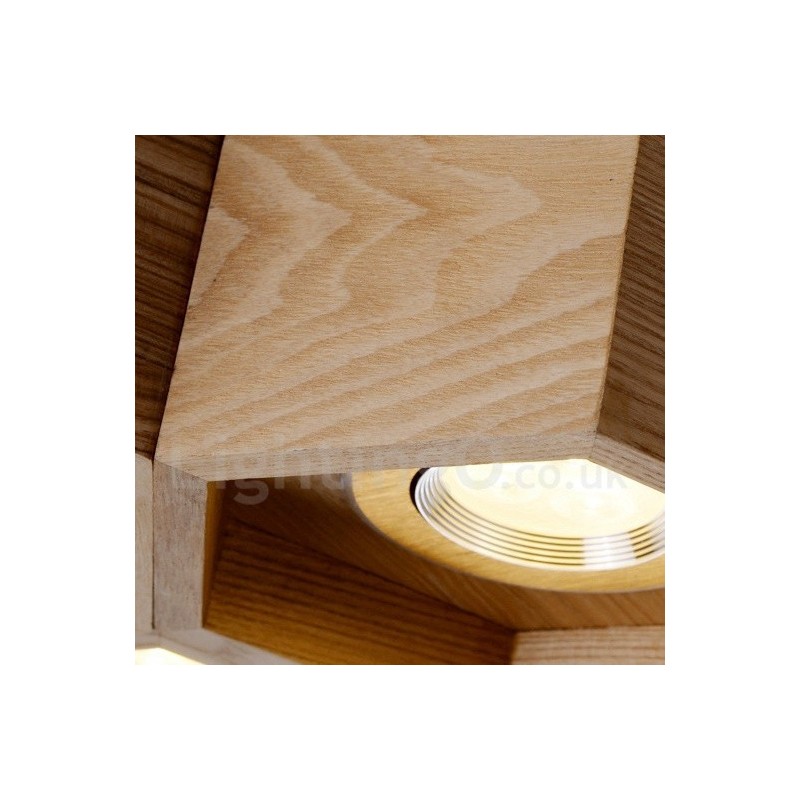 Moderne Pendelleuchte aus Holz mit 6 Lichtern