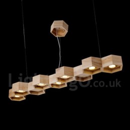 7-flammige Pendelleuchte aus Holz, modern und zeitgenössisch