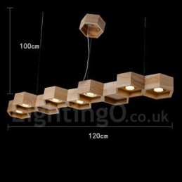 7-flammige Pendelleuchte aus Holz, modern und zeitgenössisch
