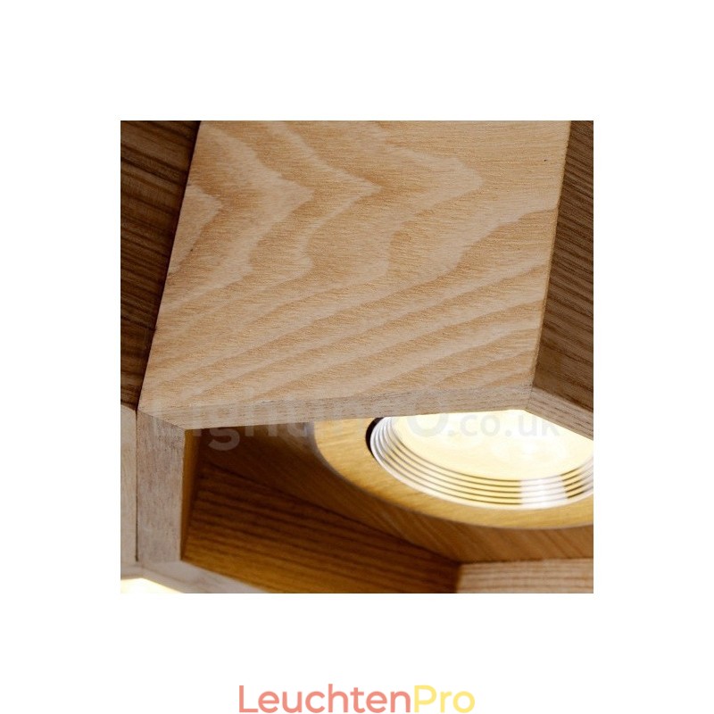 Moderne Pendelleuchte aus Holz mit 6 Lichtern