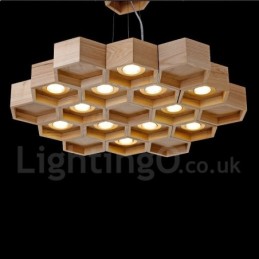 12 Licht Holz Moderne zeitgenössische Pendelleuchte