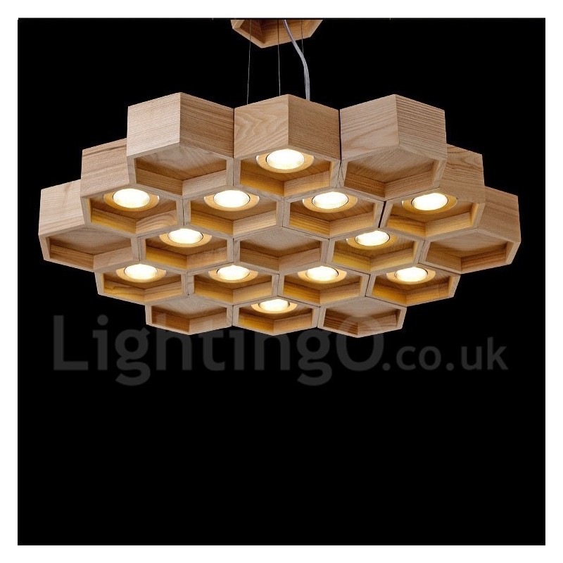 12 Licht Holz Moderne zeitgenössische Pendelleuchte