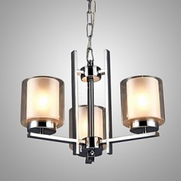 Galvanisierter Kronleuchter aus Eisen mit Glasschirm, klassische Kerzenbeleuchtungslampe, 3 Köpfe