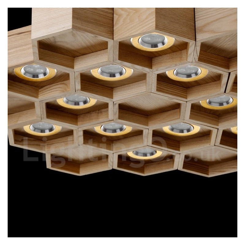 12 Licht Holz Moderne zeitgenössische Pendelleuchte