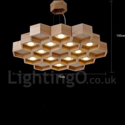 12 Licht Holz Moderne zeitgenössische Pendelleuchte