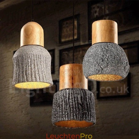 Retro Vintage Holz Beton Pendelleuchte Retro Vintage Holz Beton Pendelleuchte