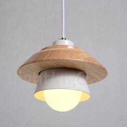 Pendelleuchte aus Metall und Holz mit 1 Licht