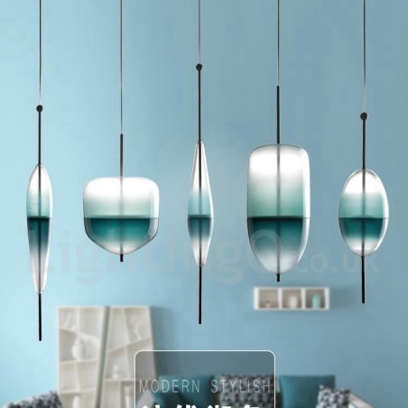 Moderne zeitgenössische Farbverlauf-Pendelleuchte mit Glasschirm Moderne zeitgenössische Farbverlauf-Pendelleuchte mit Glasschirm