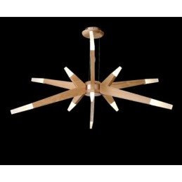 Moderne zeitgenössische Pendelleuchte aus Holz mit 12 Lichtern