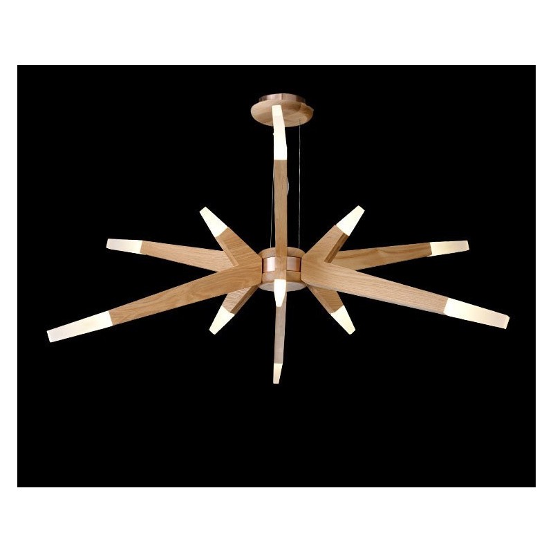 Moderne zeitgenössische Pendelleuchte aus Holz mit 12 Lichtern