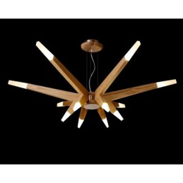 Moderne zeitgenössische Pendelleuchte aus Holz mit 12 Lichtern
