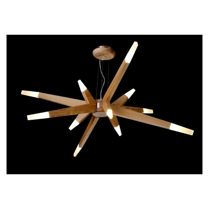 Moderne zeitgenössische Pendelleuchte aus Holz mit 12 Lichtern
