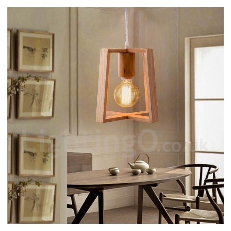 Moderne Pendelleuchte aus Holz mit 1 Licht