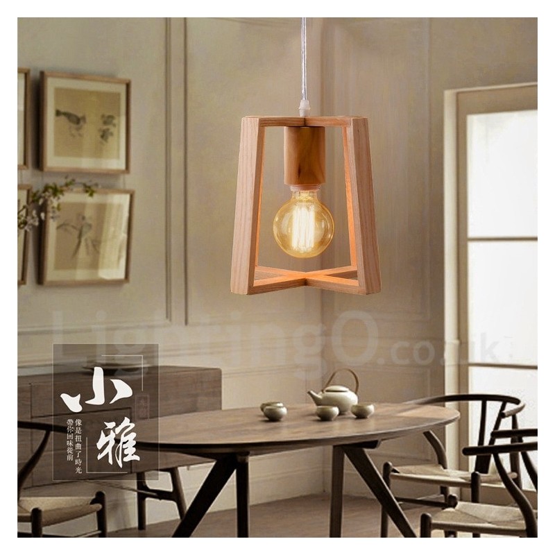 Moderne Pendelleuchte aus Holz mit 1 Licht