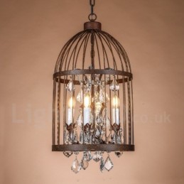 Retro Vintage Metall 4 Licht Vogelkäfig Pendelleuchte