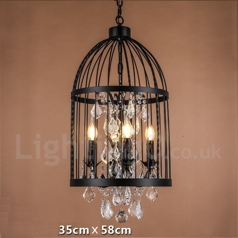 Retro Vintage Metall 4 Licht Vogelkäfig Pendelleuchte