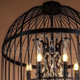 Retro Vintage Metall 4 Licht Vogelkäfig Pendelleuchte