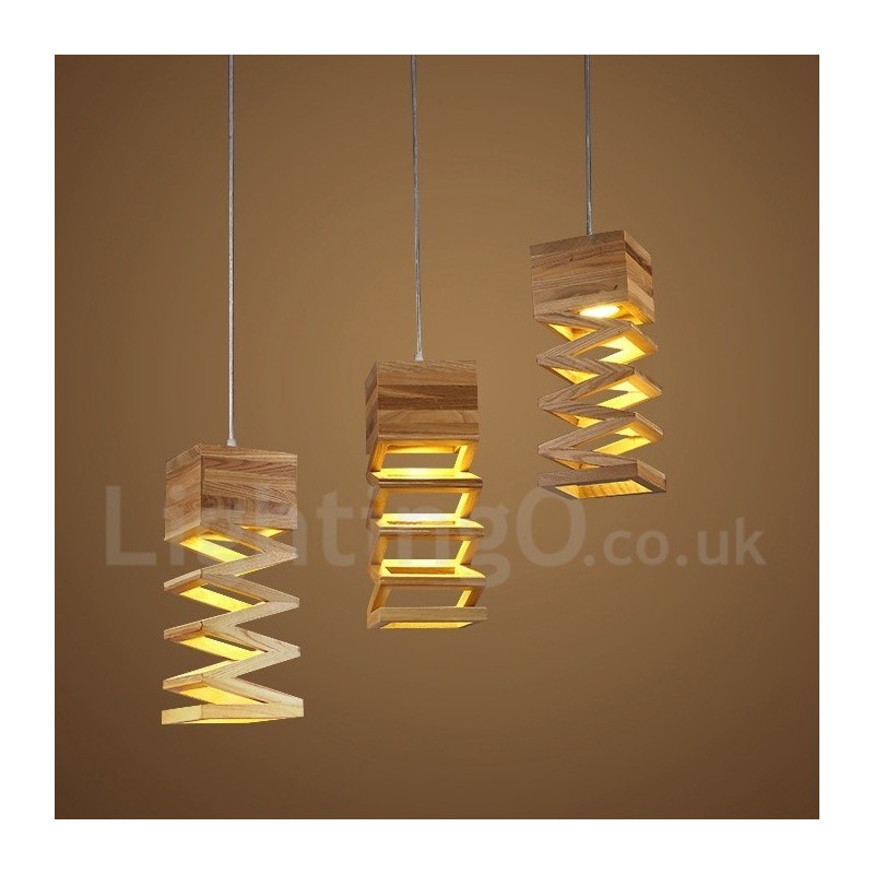 Moderne zeitgenössische Holz Pendelleuchte