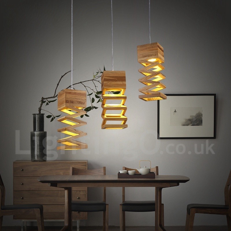 Moderne zeitgenössische Holz Pendelleuchte