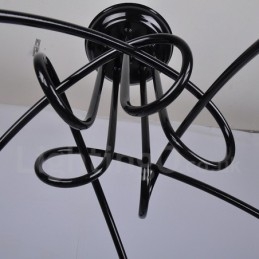 Kronleuchter aus schwarzem Metall mit 5 Lichtern im Landhausstil
