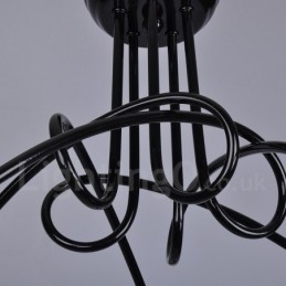 Kronleuchter aus schwarzem Metall mit 5 Lichtern im Landhausstil