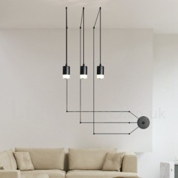 Für 3-flammige schwarze Pendelleuchte mit Glasschirm