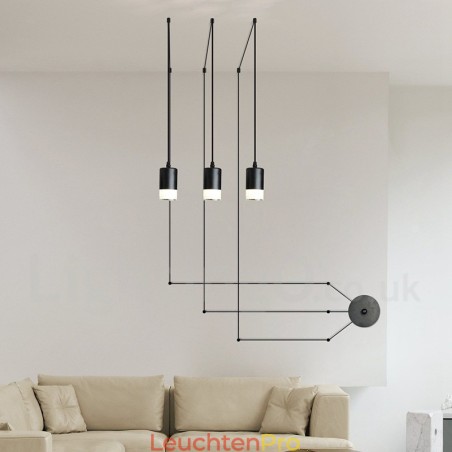 Für 3-flammige schwarze Pendelleuchte mit Glasschirm Für 3-flammige schwarze Pendelleuchte mit Glasschirm
