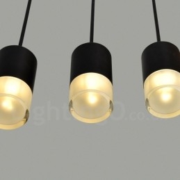 Für 3-flammige schwarze Pendelleuchte mit Glasschirm