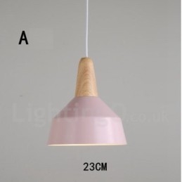 Moderne zeitgenössische Holz Metall Multi Farben Pendelleuchte