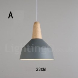 Moderne zeitgenössische Holz Metall Multi Farben Pendelleuchte