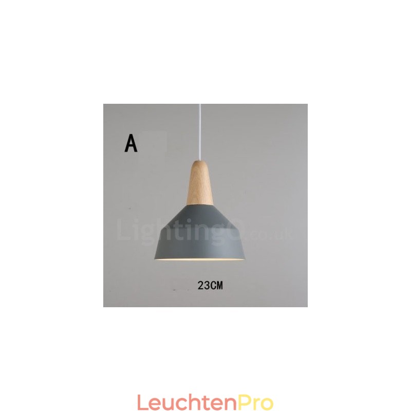 Moderne zeitgenössische Holz Metall Multi Farben Pendelleuchte