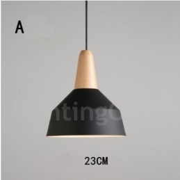 Moderne zeitgenössische Holz Metall Multi Farben Pendelleuchte