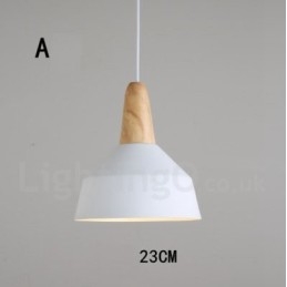 Moderne zeitgenössische Holz Metall Multi Farben Pendelleuchte